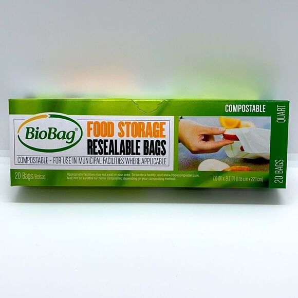 BioBag Quart Size Resealable Compostable Bags - 20 - Picture 3 of 5